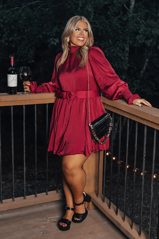 Prosecco Splash Mini Dress In Wine Curves sold by Impressions