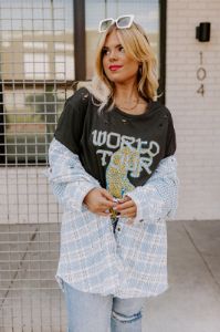 World Tour Distressed Boyfriend Tee Curves sold by Impressions