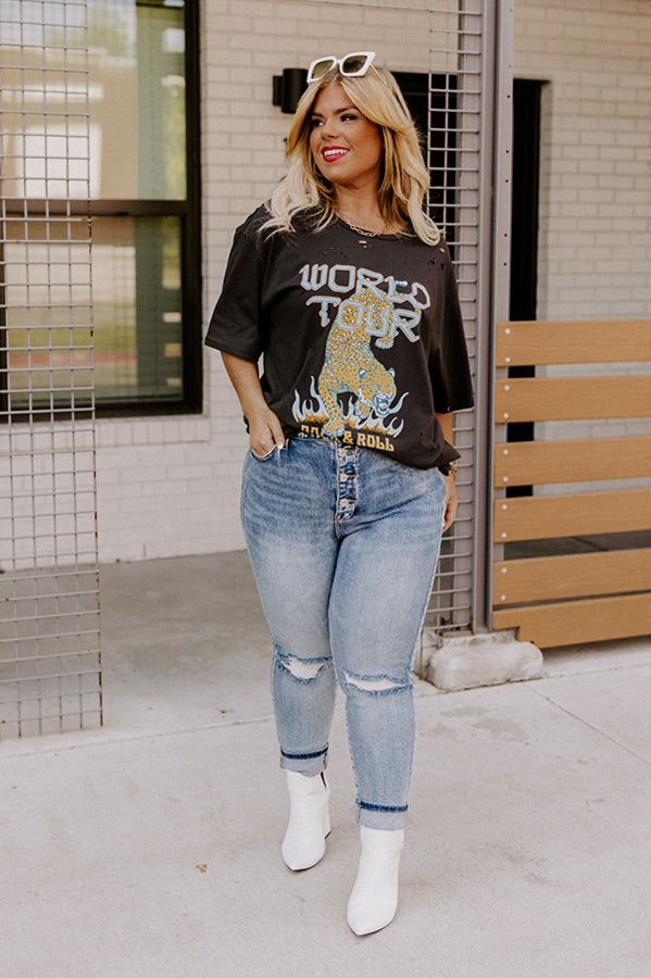 World Tour Distressed Boyfriend Tee Curves sold by Impressions product image thumbnail 3