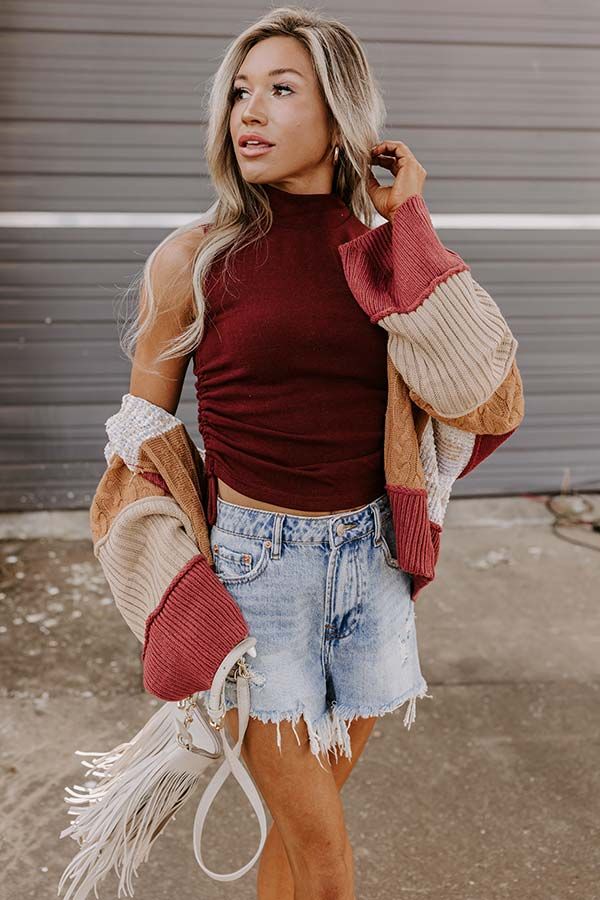 Snuggle Spot Colorblock Sweater In Aurora Red sold by Impressions product image thumbnail 4