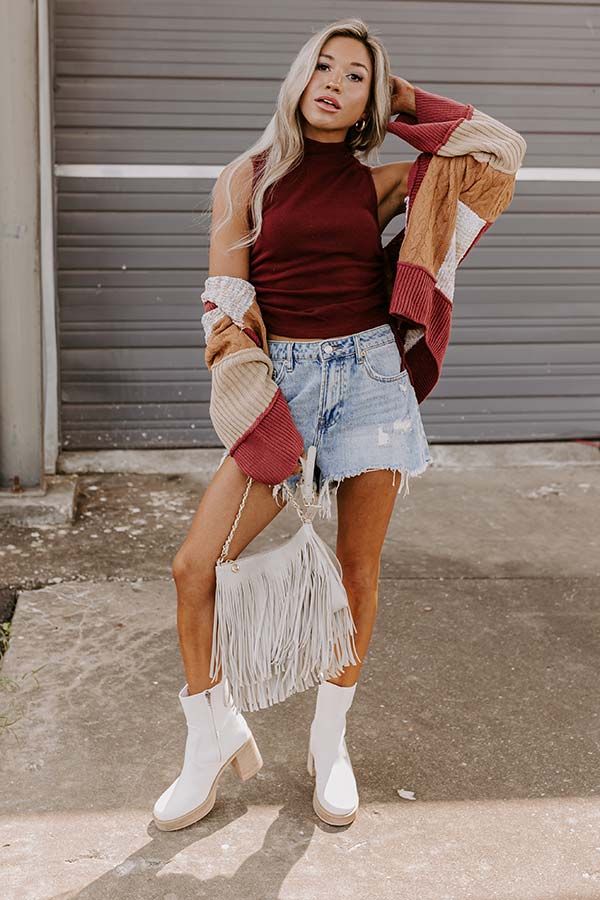 Snuggle Spot Colorblock Sweater In Aurora Red sold by Impressions product image thumbnail 3