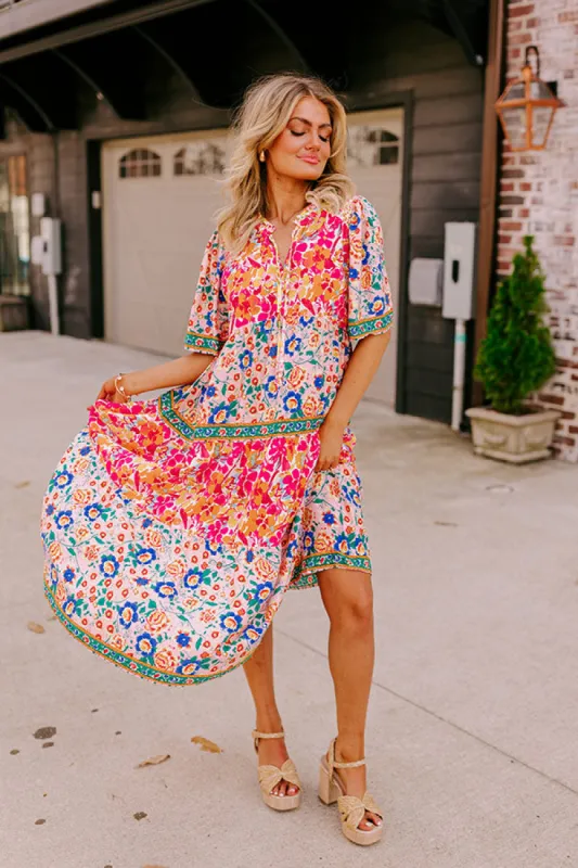 Tropical Bloom Midi in Pink sold by Impressions