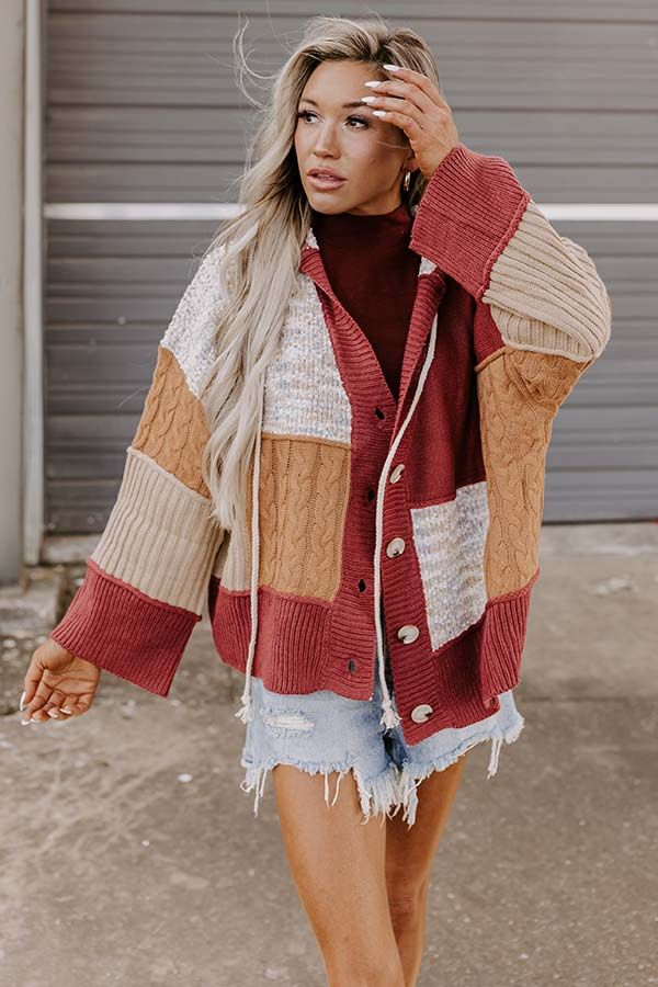 Snuggle Spot Colorblock Sweater In Aurora Red sold by Impressions product image thumbnail 2