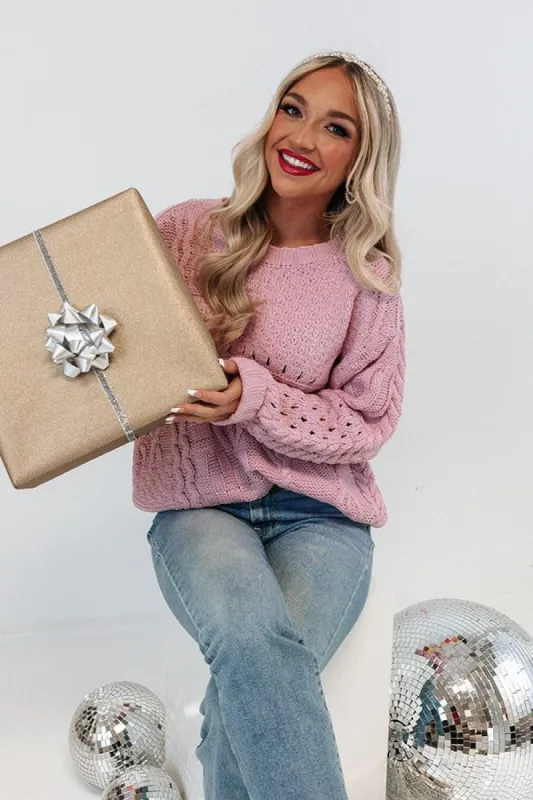 Early Dusk Cable Knit Sweater in Violet sold by Impressions