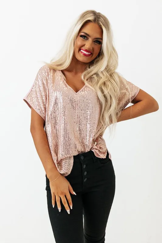 Gorgeous Glimmer Sequin Shift Top In Pink sold by Impressions