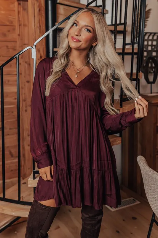 Autumn Brunch Babydoll Dress In Windsor Wine sold by Impressions