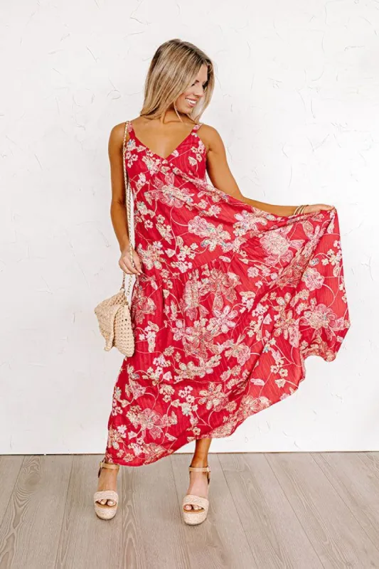 Beachside Bliss Maxi Dress in Red sold by Impressions