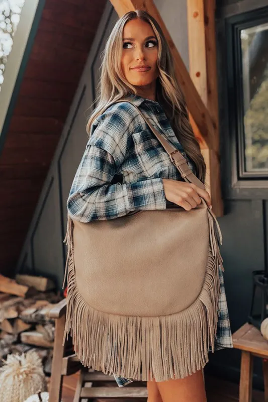 No Hesitation Faux Leather Fringe Tote In Warm Taupe sold by Impressions