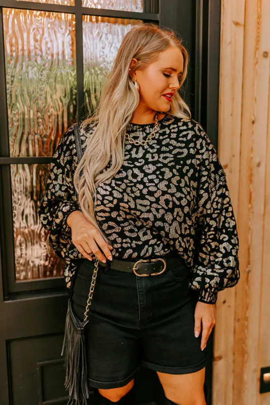 Cozy Conditions Leopard Sweater In Black Curves sold by Impressions