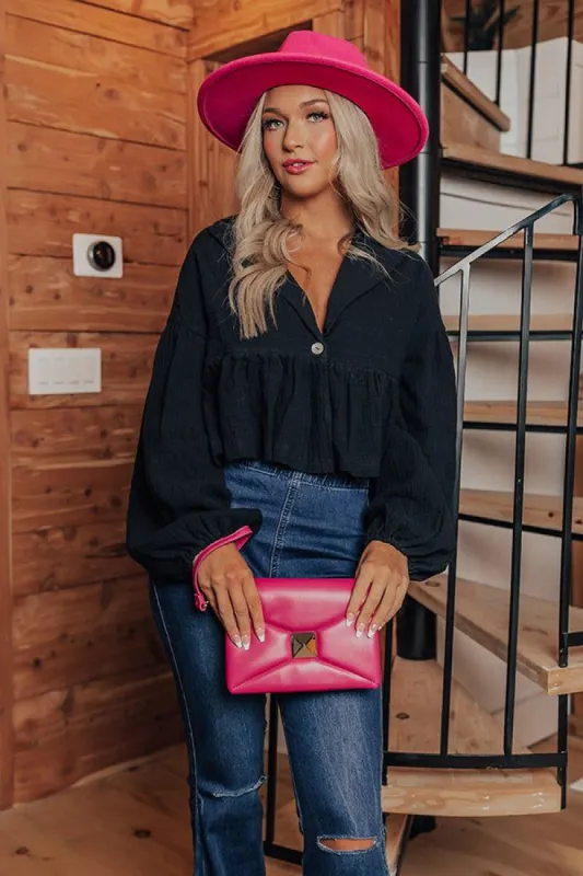 No Hesitation Peplum Top In Black sold by Impressions