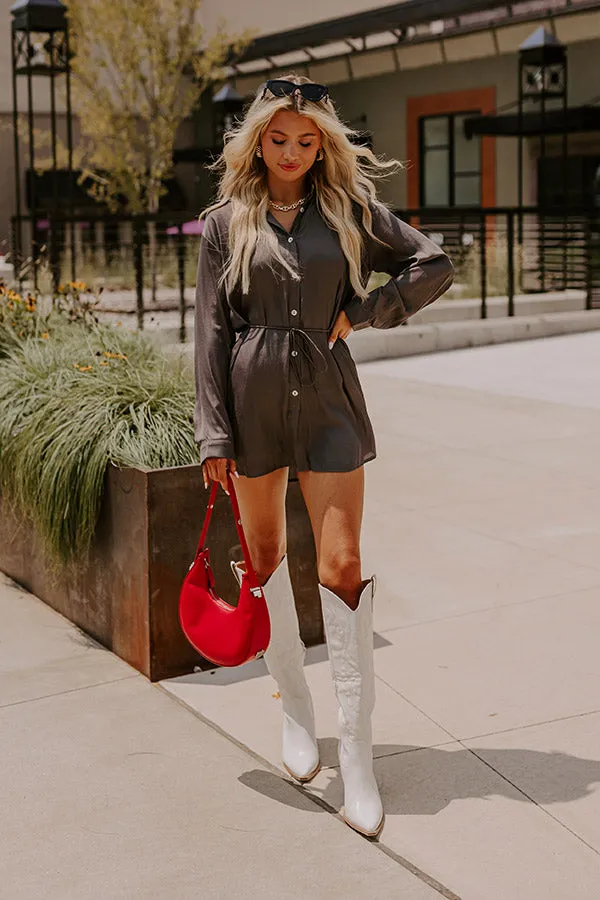 Runway Revelry Romper in Charcoal sold by Impressions product image thumbnail 5