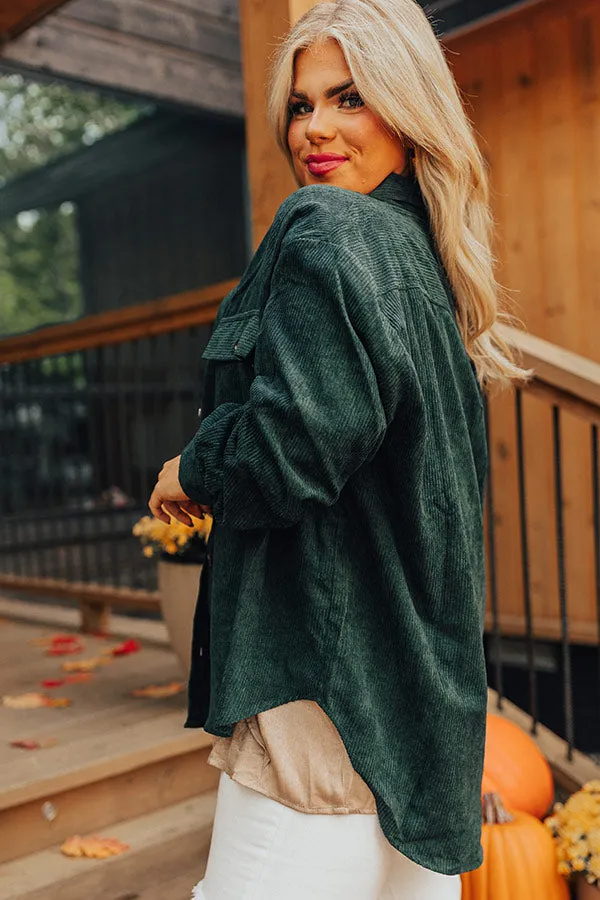 On My Mind Corduroy Button Up In Forest Curves sold by Impressions product image thumbnail 4