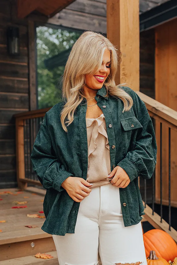 On My Mind Corduroy Button Up In Forest Curves sold by Impressions product image thumbnail 5