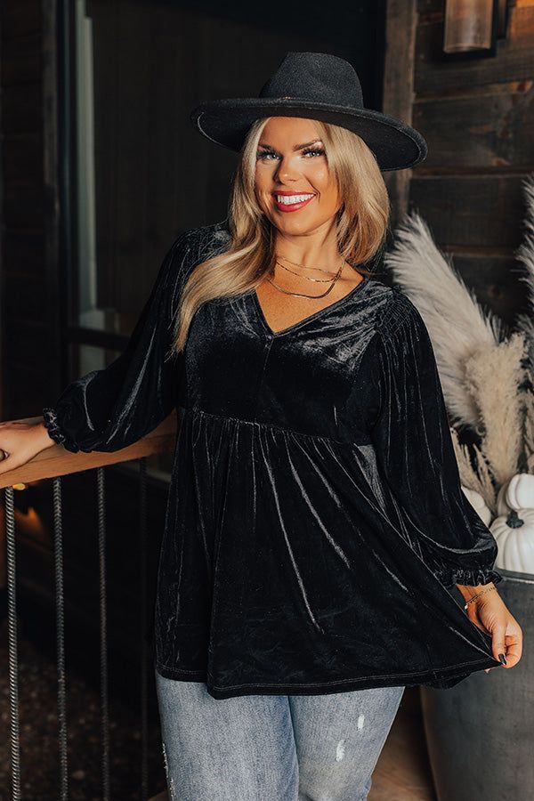 Winding Roads Velvet Babydoll Top Curves sold by Impressions