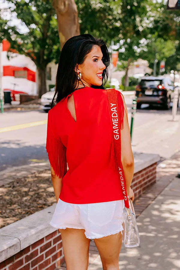 Midwest Weekend Fringe Top In Red sold by Impressions product image thumbnail 2