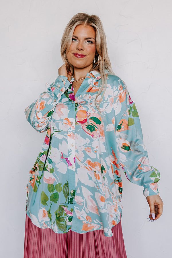 Mind On Malibu Button Up In Sky Blue Curves sold by Impressions product image thumbnail 3