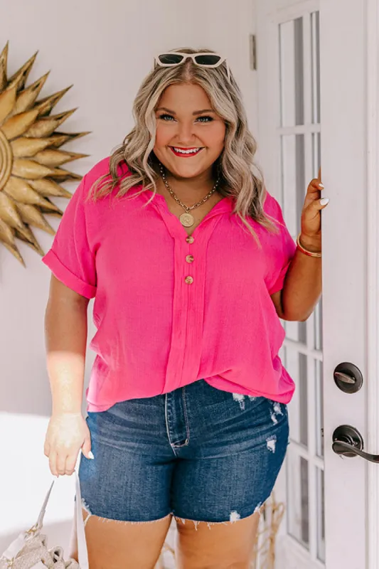 Coastal Breeze Shift Top in Hot Pink Curves sold by Impressions