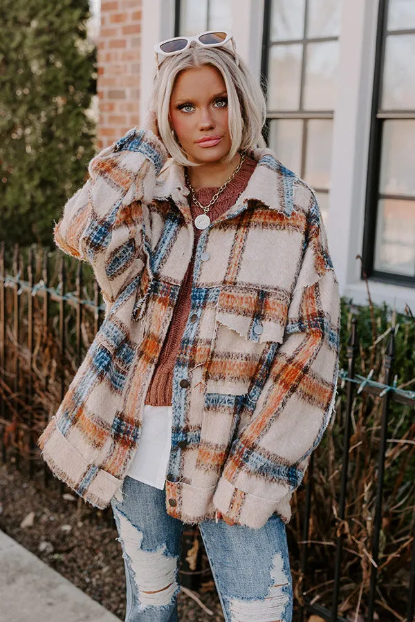 Cinnamon Brown Plaid Jacket in Iced Latte sold by Impressions