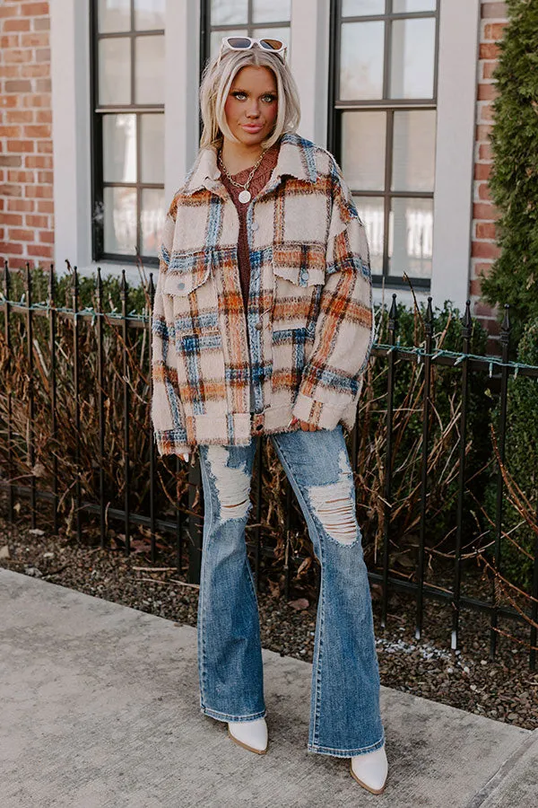 Cinnamon Brown Plaid Jacket in Iced Latte sold by Impressions product image thumbnail 2