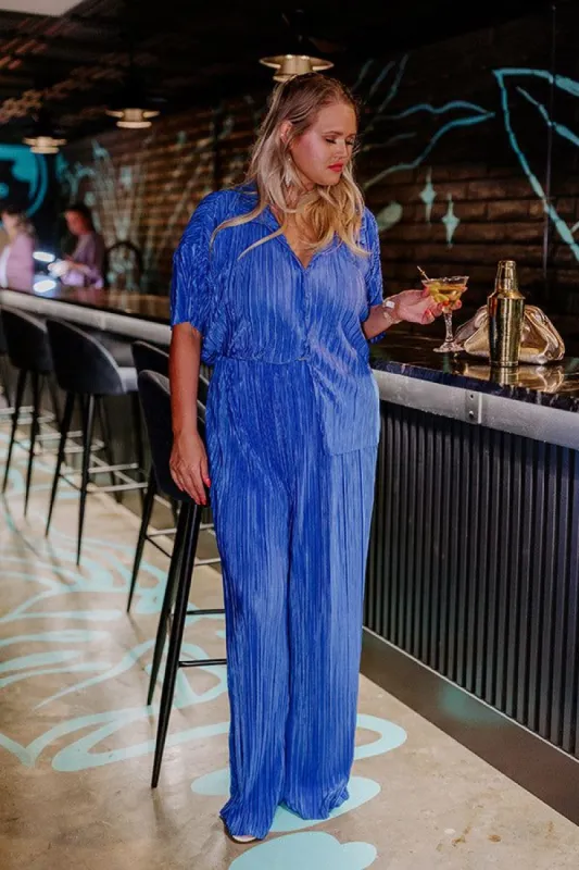 Graceful Appearance Pleated Pants In Blue Curves sold by Impressions