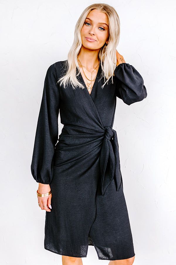 Effortless Nights Wrap Dress In Black sold by Impressions