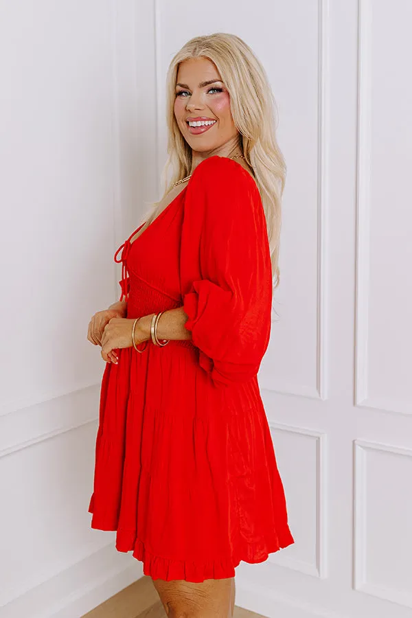 Whispering Muse Smocked Mini Dress In Red Curves sold by Impressions product image thumbnail 3