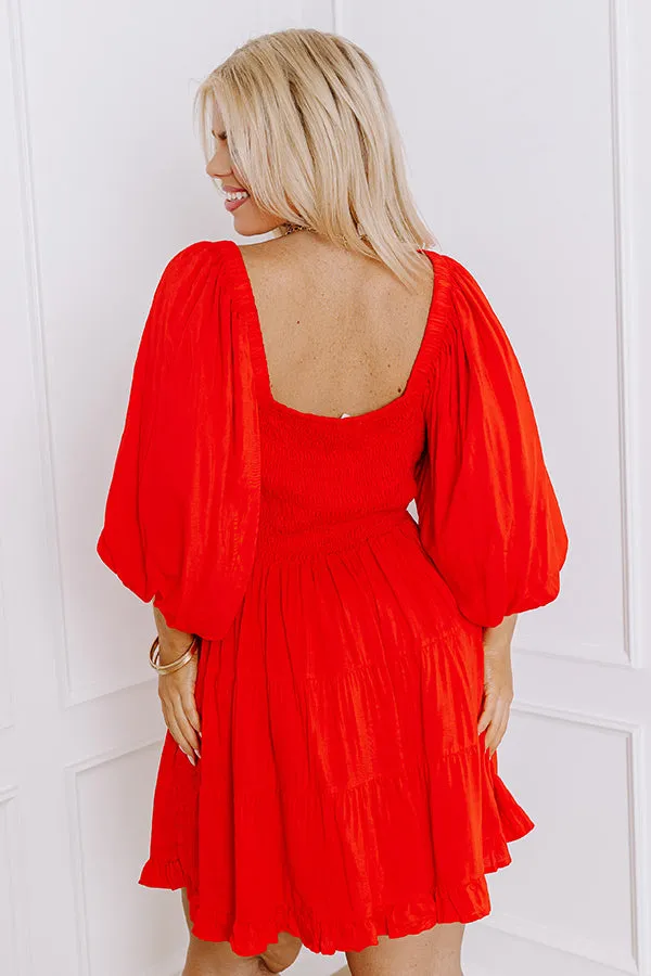 Whispering Muse Smocked Mini Dress In Red Curves sold by Impressions product image thumbnail 4