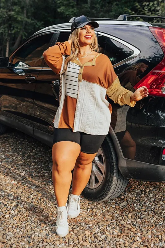 Pumpkin Spice Feels Colorblock Top Curves sold by Impressions