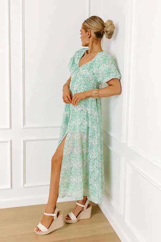 Whimsical Daydream Floral Midi in Seaglass sold by Impressions