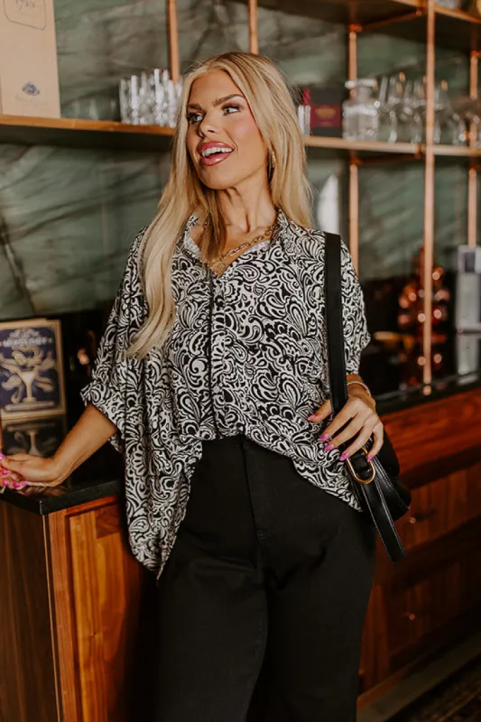 Daylight Mix Button Up In Black Curves sold by Impressions