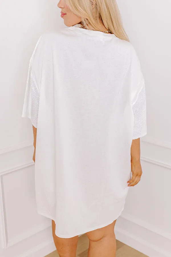 Football Season Sequin Mini Dress in White Curves sold by Impressions product image thumbnail 5