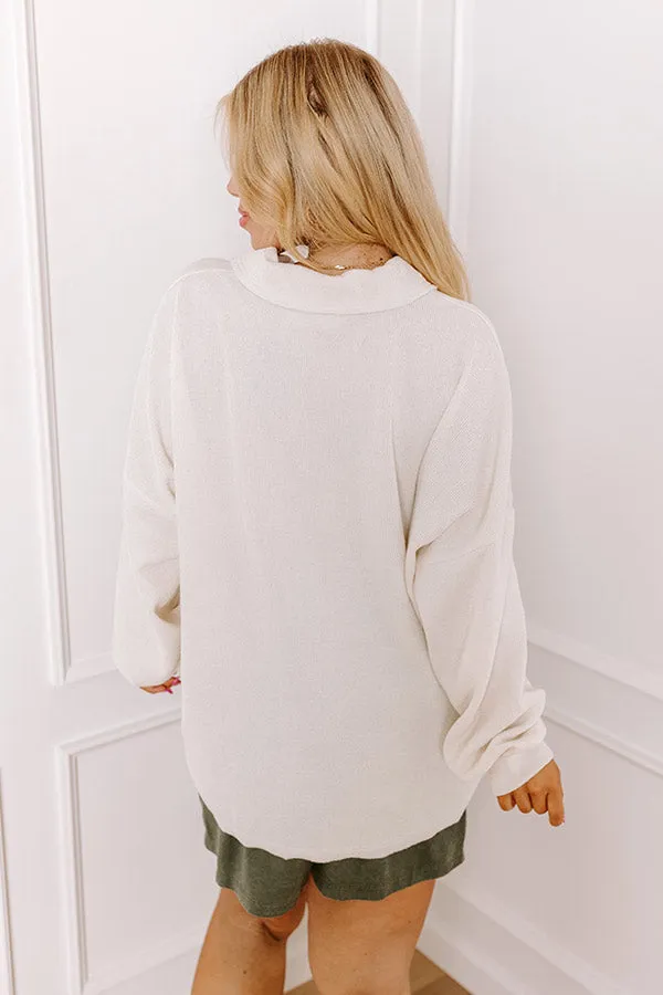 Chic Harvest Knit Henley Top in Cream Curves sold by Impressions product image thumbnail 5