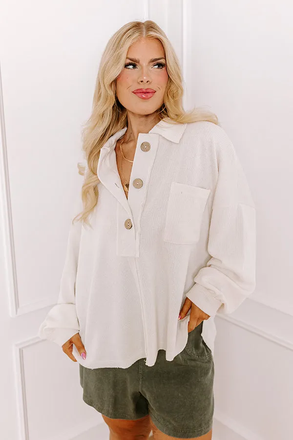 Chic Harvest Knit Henley Top in Cream Curves sold by Impressions product image thumbnail 2