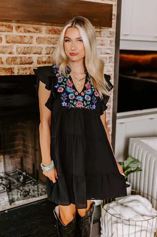 Hidden Bungalow Embroidered Dress In Black sold by Impressions