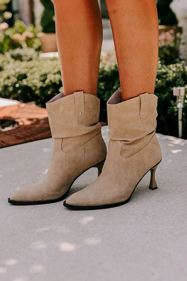 The Eliza Faux Nubuck Bootie in Khaki sold by Impressions product image thumbnail 2