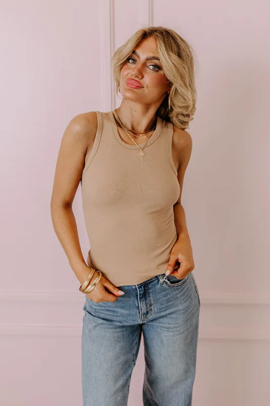 Not Your Basic Ribbed Top In Mocha sold by Impressions