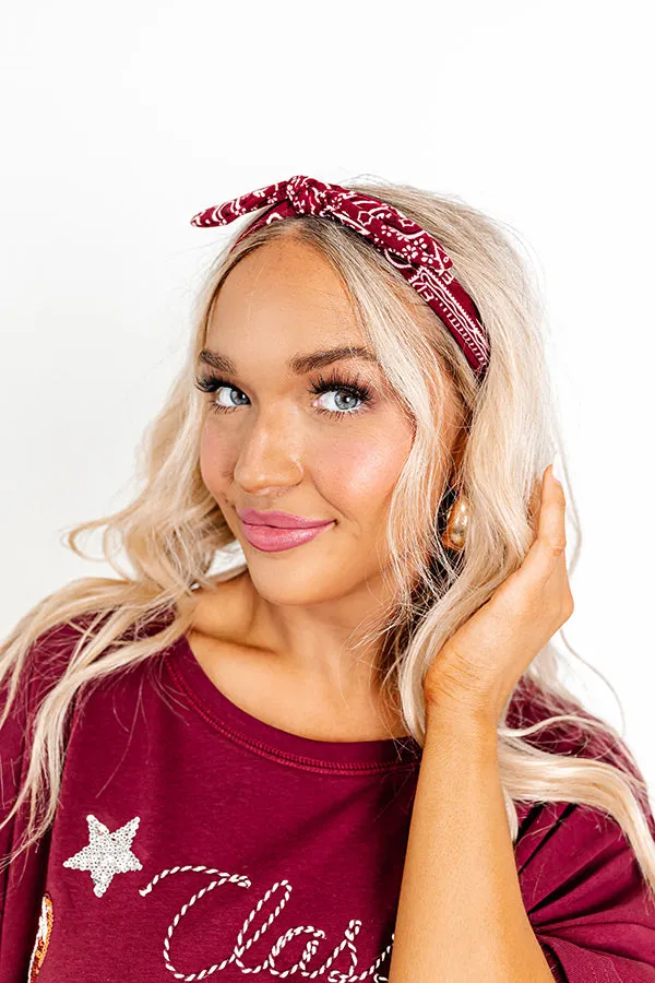 Fan Zone Paisley Headband In Maroon sold by Impressions