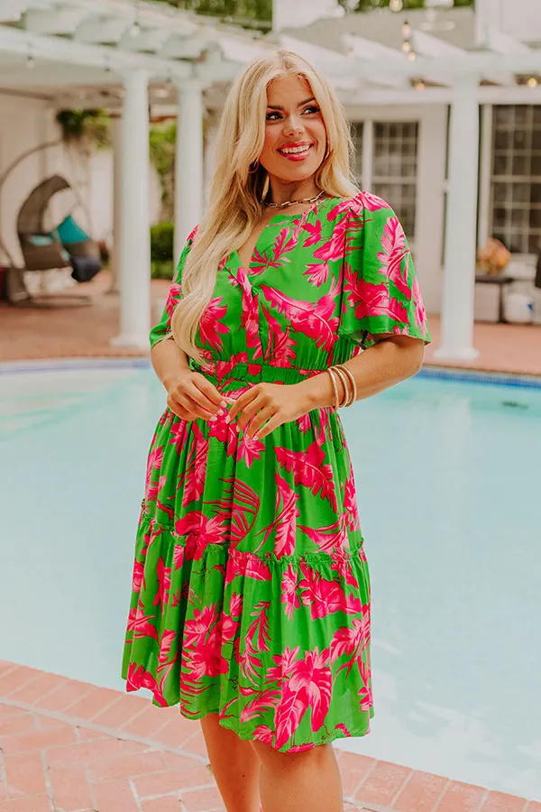 Cruise Trip Ready Floral Mini Dress in Kelly Green Curves sold by Impressions product image thumbnail 2