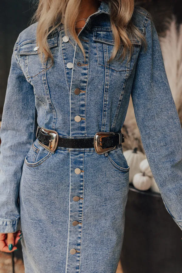 Driving Country Roads Rhinestone Belt In Black sold by Impressions