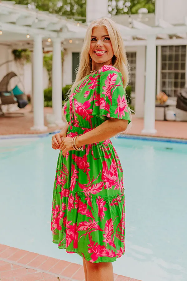 Cruise Trip Ready Floral Mini Dress in Kelly Green Curves sold by Impressions product image thumbnail 4