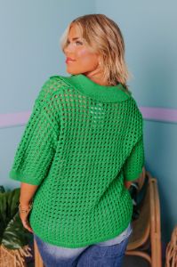 Beachside Bliss Knit Top In Green Curves sold by Impressions