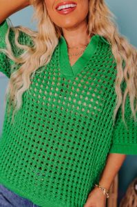 Beachside Bliss Knit Top In Green Curves sold by Impressions