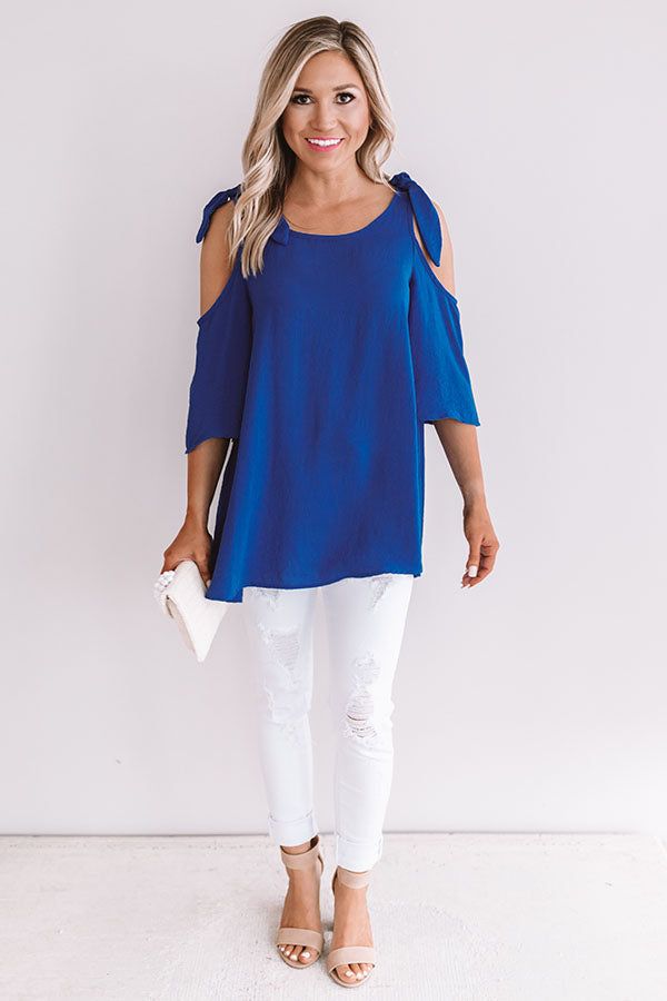 Call Me For Cocktails Shift Top In Royal Blue sold by Impressions