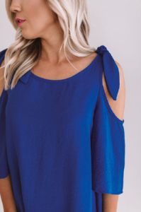 Call Me For Cocktails Shift Top In Royal Blue sold by Impressions