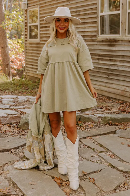 Lovely Tokens Mini Tunic Dress In Sage sold by Impressions