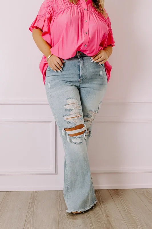 Risen The Aubree High Waist Distressed Flare Curves sold by Impressions