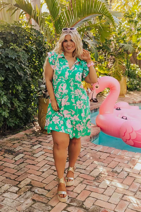 Cabana Date Floral Dress In Kelly Green Curves sold by Impressions