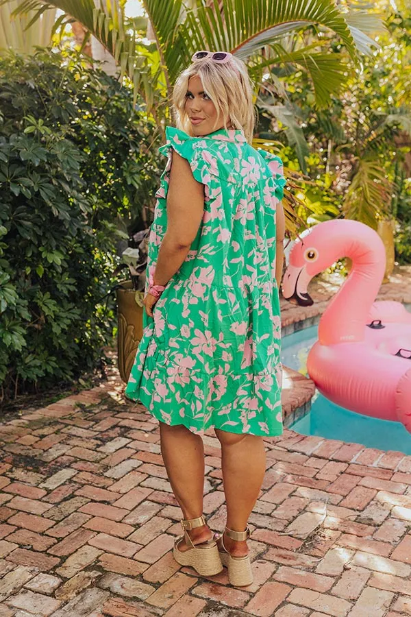 Cabana Date Floral Dress In Kelly Green Curves sold by Impressions product image thumbnail 5