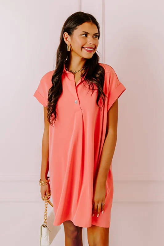 Effortless Radiance Shift Dress in Coral sold by Impressions