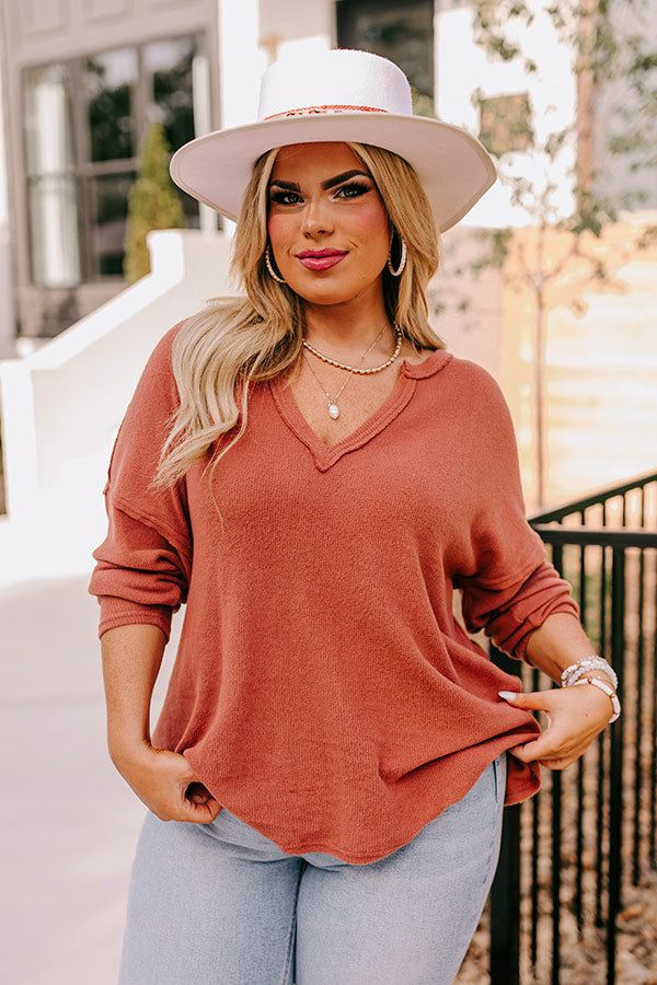 Merlot Snuggles Top In Rust Curves sold by Impressions